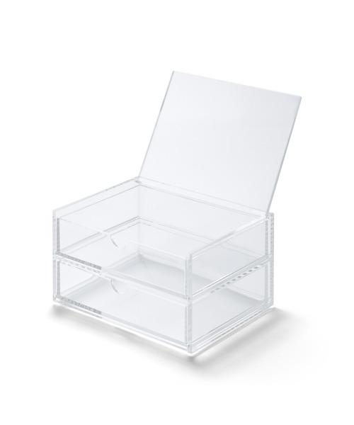 無印良品（MUJI） 収納 重なるアクリルケース2段フタ付引出 約幅17