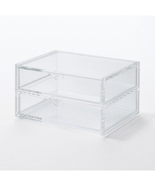 無印良品 アクリルケース おまとめ MUJI 無印良品（MUJI） 収納 重なるアクリルケース2段フタ付引出 約幅17