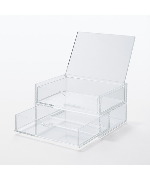 無印良品（MUJI） 収納 重なるアクリルケース2段フタ付引出 約幅17