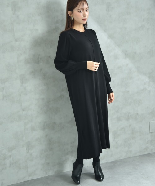 INTERPLANET（インタープラネット） ワンピース 袖リブデザインニット