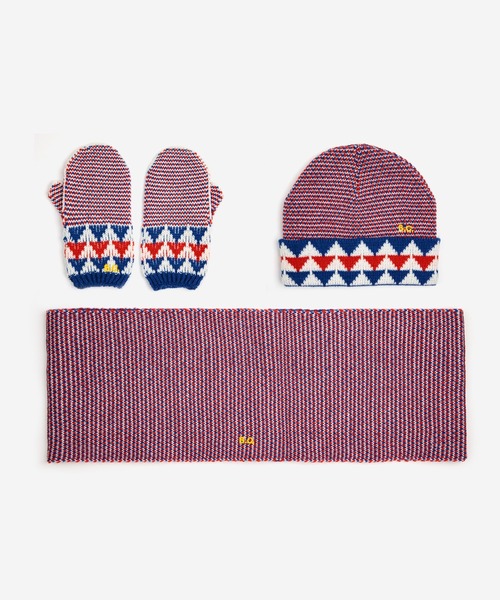 ニット帽 ニットキャップ BLUE KNITTED SET キッズ 子供 男の子 女の子の画像