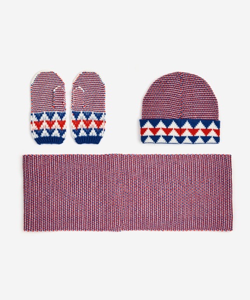 ニット帽 ニットキャップ BLUE KNITTED SET キッズ 子供 男の子 女の子の画像