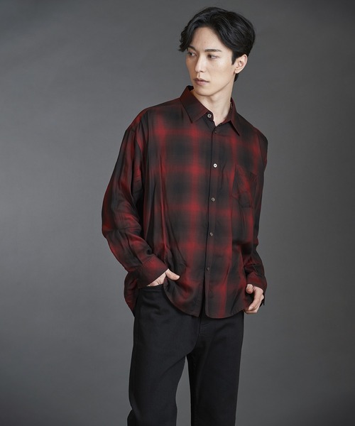 NO ID.（ノーアイディー） シャツ 「NO ID.」Ombre Check Big Shirt 