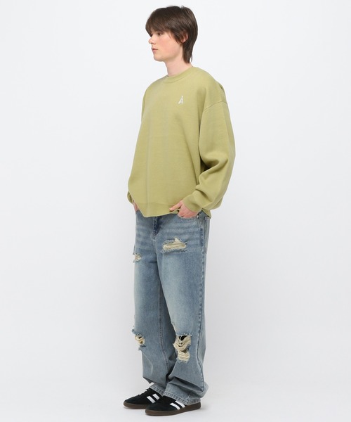 ニット セーター 「UNISEX」ALAND／Alogoニットクルーネック2 2105520 レディース メンズ ALAND ニット セーター 「UNISEX」ALAND／Alogoニットクルー