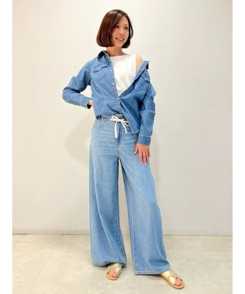 GAP ブラウス シャツ ウォッシュウェル フィット デニム