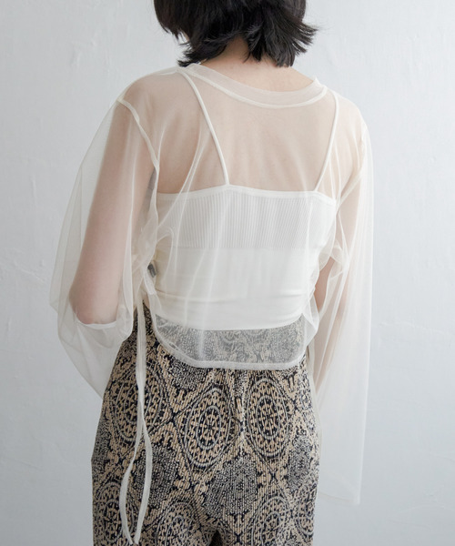 VENCE EXCHANGE tシャツ サイドシャーリングチュールトップス