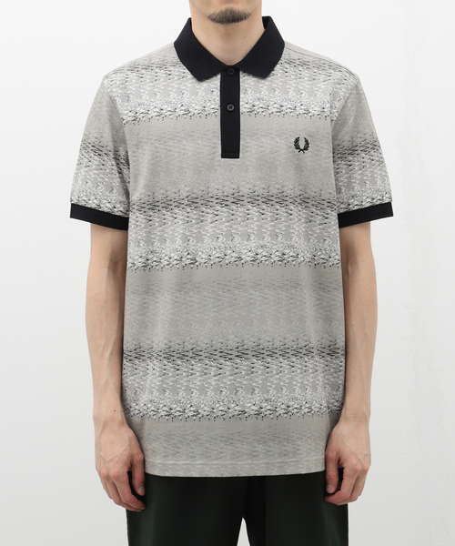 お歳暮 人気 オシャレ Fred Perry グレー/ブラックm7789 ポロシャツ ストライプ トップス