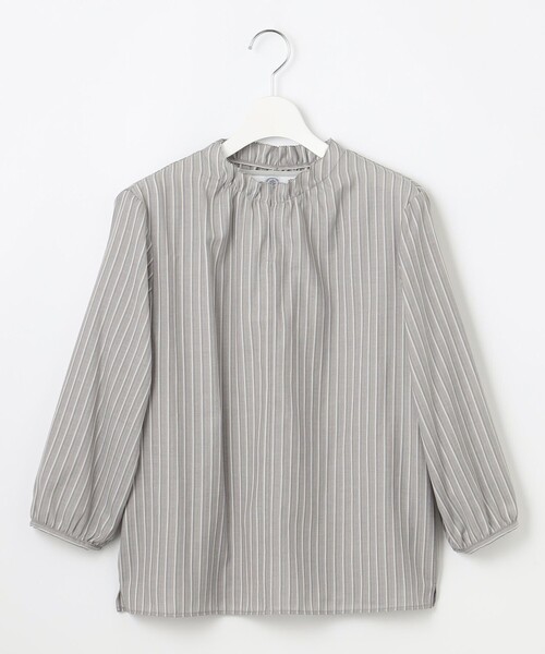 tシャツ プロビスストライプチェック フリルネック カットソー レディース tシャツ プロビスストライプチェック フリルネック カットソー
