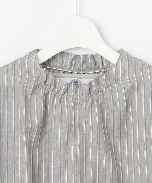 tシャツ プロビスストライプチェック フリルネック カットソー レディース tシャツ プロビスストライプチェック フリルネック カットソー