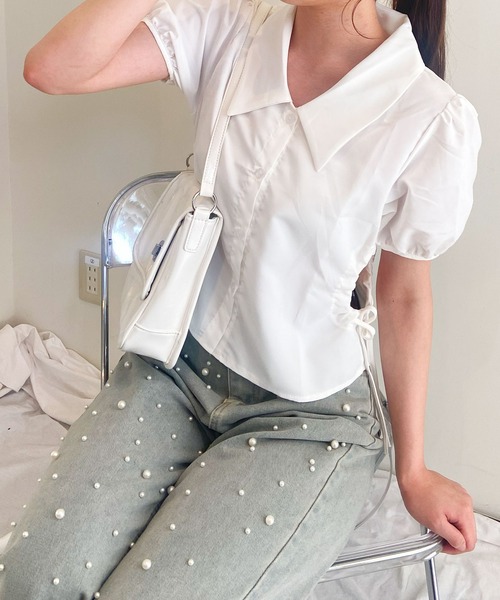 【最終価格】極美品極美品CADUNE シャツ ブラウス フリル衿サックスブルー tomorsha様極美品CADUNE シャツ ブラウス フリル衿サックス