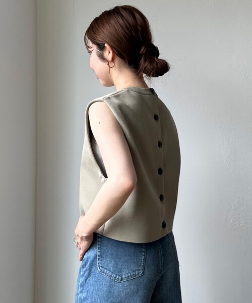 UNFILO ベスト ジレ 「軽量/洗える」フォルムニット クロップド
