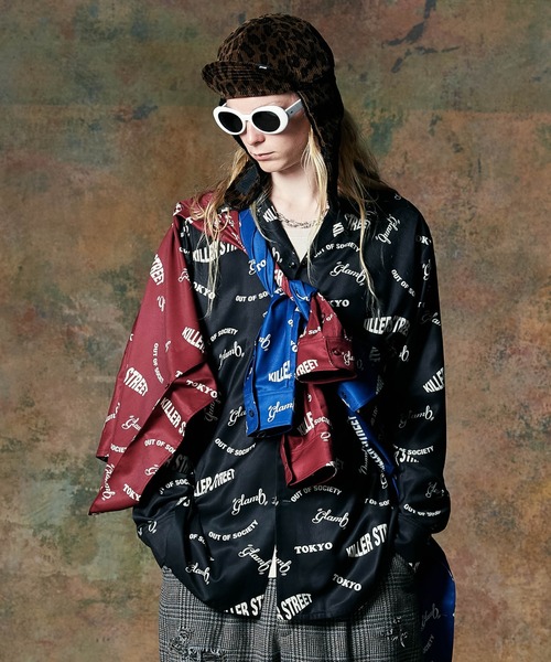 定価2.6万 glamb タイポグラフィシャツ　レッド glamb シャツ Typography Shirt / タイポグラフィシャツ メンズ