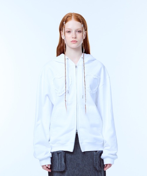 LUVISTRUE パーカー PA FRILL HEART HOOD ZIPUP レディース