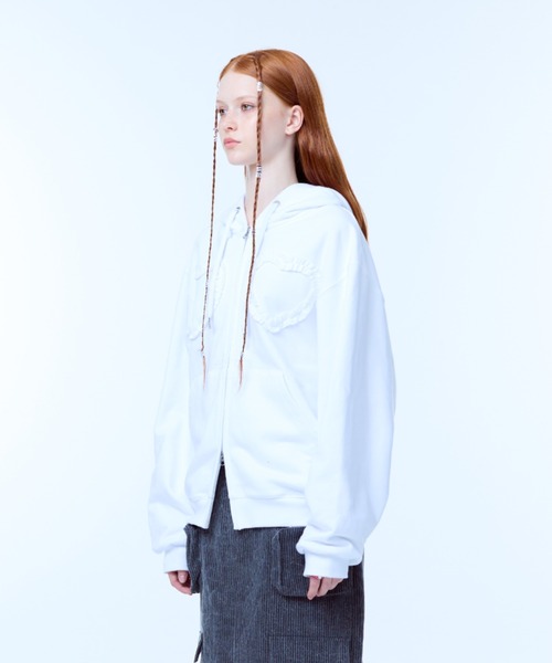 パーカー PA FRILL HEART HOOD ZIPUP レディース PA FRILL HEART HOOD ZIPUP (GRAY) - LUVISTRUE | 60% - Asian