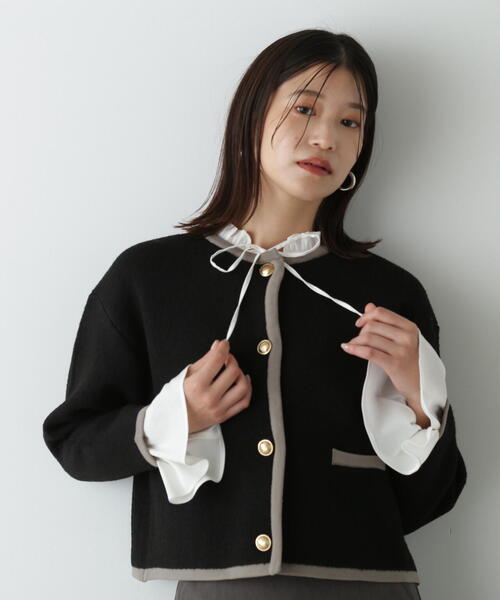 N.Natural Beauty Basic シャツ ブラウス フリルスタンドカラー