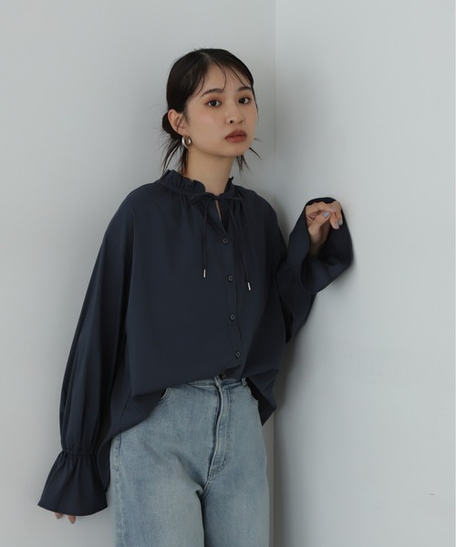 N.Natural Beauty Basic シャツ ブラウス フリルスタンドカラー