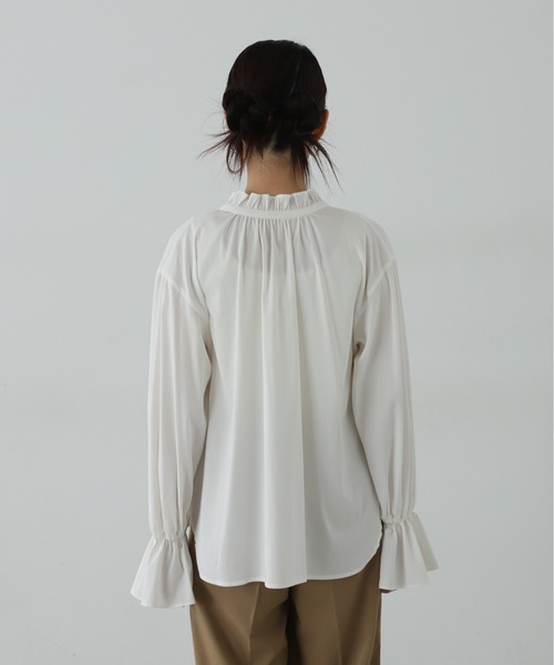 N.Natural Beauty Basic シャツ ブラウス フリルスタンドカラー