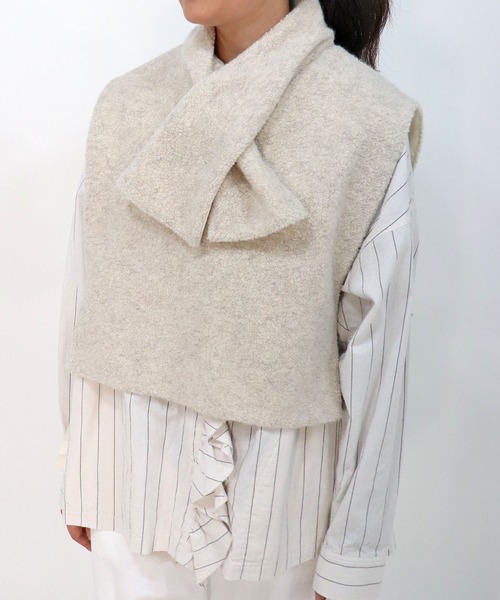 ベスト ジレ bunnies vest「マフラー付きベスト」 レディース