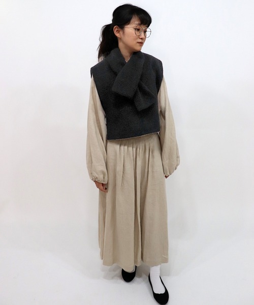 ベスト ジレ bunnies vest「マフラー付きベスト」 レディース haupia ベスト ジレ bunnies vest「マフラー付きベスト