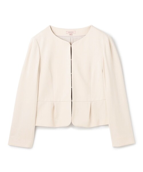 【美品】TOCCA LUCE ルーチェ　ノーカラージャケット サイズ0 ベージュ TOCCA（トッカ） ジャケット ノーカラージャケット LUCE ジャケット