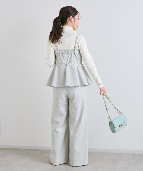 ペプラムサロペット【脚長見え】ベアトップオールインワンラブティックボンボン ペプラムサロペット【脚長見え】ベアトップオールインワンラブティック