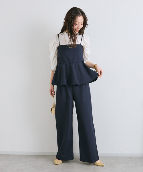 ペプラムサロペット【脚長見え】ベアトップオールインワンラブティックボンボン La boutique Bonbon（ラブティックボンボン） サロペット