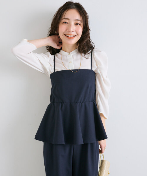 ペプラムサロペット【脚長見え】ベアトップオールインワンラブティックボンボン La boutique Bonbon（ラブティックボンボン） サロペット