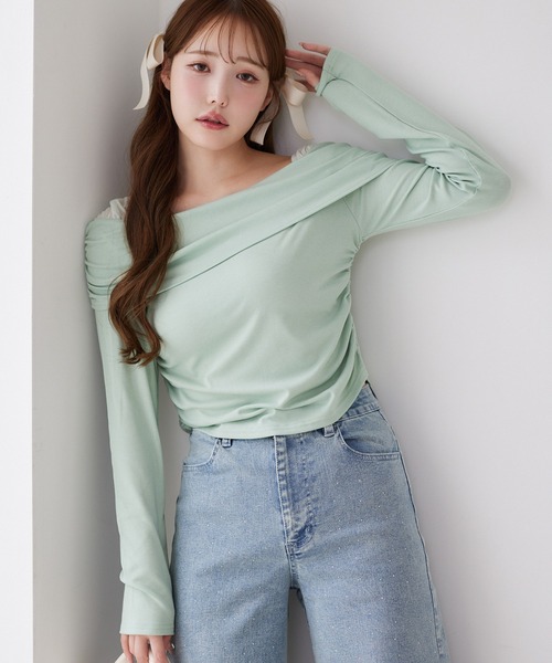 one after another NICE CLAUP tシャツ オフショルカット