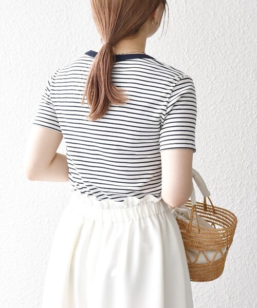 【SHIPS any別注】PETIT BATEAU: ロゴ プリント コンパクト ボーダー TEE SHIPS｜【SHIPS any別注】PETIT BATEAU: ロゴ プリント
