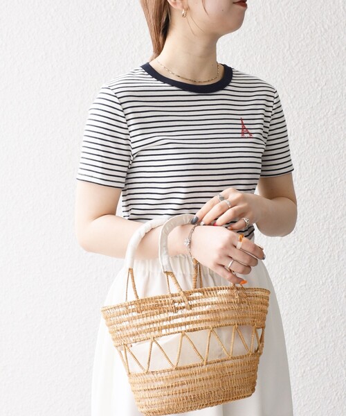 tシャツ 「SHIPS any別注」PETIT BATEAU: ロゴ プリント コンパクト ボーダー TEE 25SS レディース SHIPS any別注】PETIT BATEAU: ロゴ プリント コンパクト