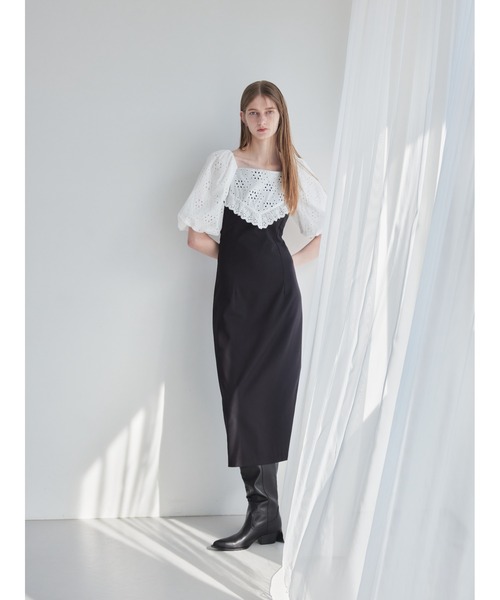 etre loin（エトルワン） ワンピース 半袖 embroidered scarf dress 