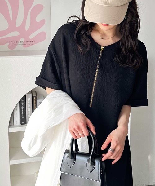 GeeRA ワンピース 前後2WAYハーフジップTシャツワンピース