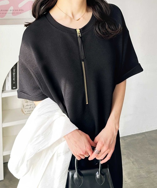 GeeRA（ジーラ） ワンピース 接触冷感♪前後2WAYハーフジップTシャツ