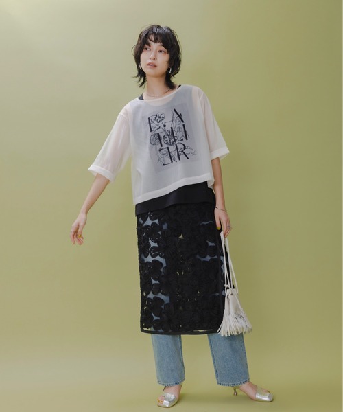 Eimee Law tシャツ シアーレイヤード プリントトップス