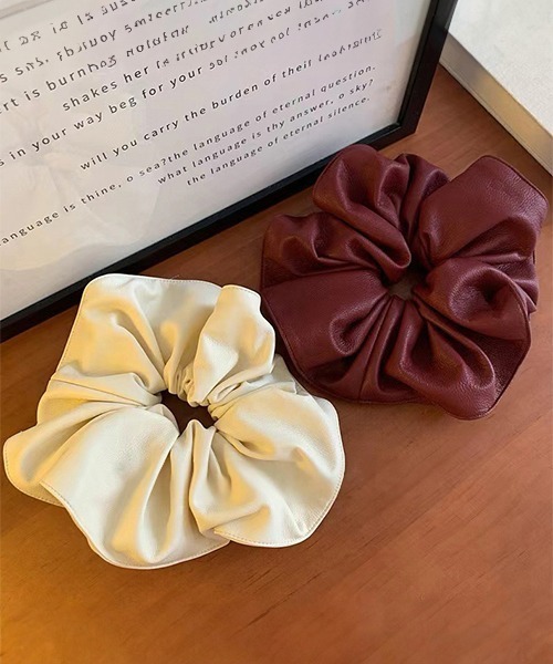 c.u.l uvカット シュシュ フェイクレザー ビッグシュシュ cula1144