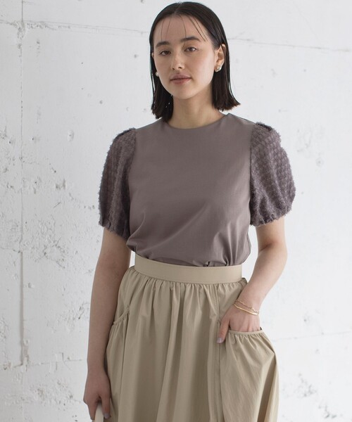 tシャツ プライスコンビネーションスリーブ華感カットソー レディース 組曲 tシャツ プライスコンビネーションスリーブ華感カットソー