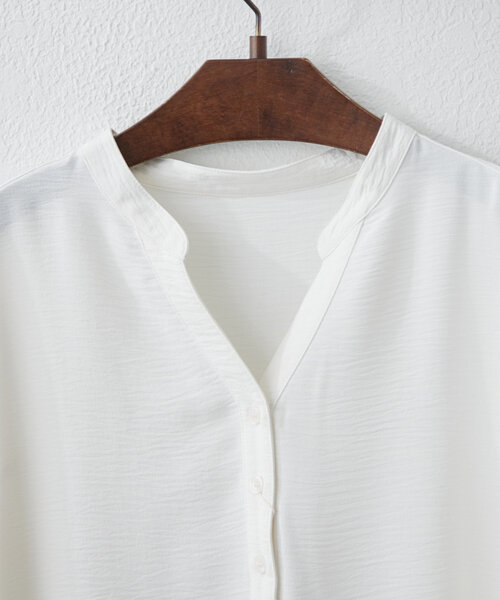 MHL シャツ　ブラウス　ヘンリーネック Remind me and forever ブラウス シャツ サラッとした着心地