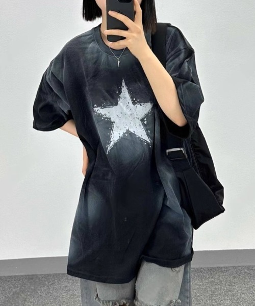 tシャツ A'GEM/9 × .kom 「ARULE/アルール」 スプレースターTシャツ レディース