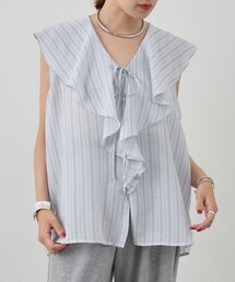 ブラウス シャツ ストライプフリルカラーブラウス レディース｜ZOZOTOWN Yahoo!店
