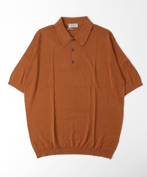 「JOHN SMEDLEY」 半袖ニット SMALL ネイビー メンズ