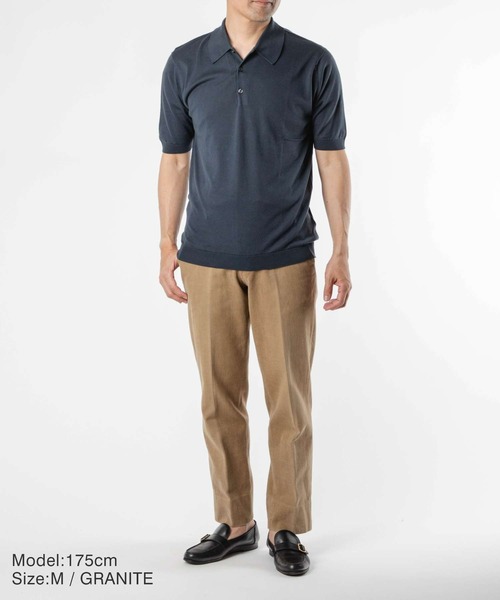 「JOHN SMEDLEY」 半袖ニット SMALL ネイビー メンズ
