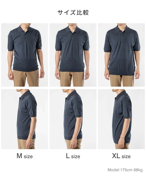 「JOHN SMEDLEY」 半袖ニット SMALL ネイビー メンズ