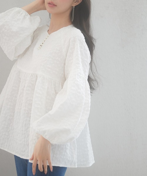 「SAISON DE PAPILLON」 長袖チュニック L ベージュ レディース