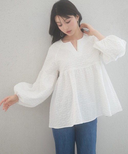 「SAISON DE PAPILLON」 長袖チュニック L ベージュ レディース