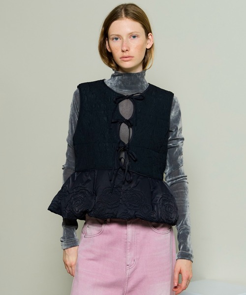 トップス MAISON SPECIAL Embroidery Peplum Vest MT MAISON SPECIAL（メゾンスペシャル） ベスト ジレ Embroidery Peplum