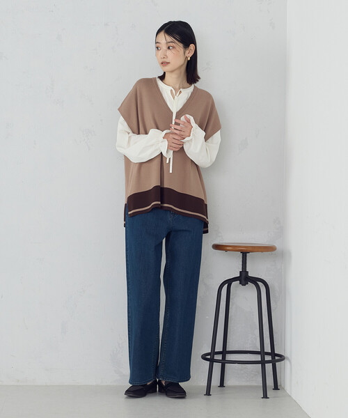 cimcim様　ベスト COMME CA ISM（コムサイズム） ベスト ジレ バイカラー オーバーサイズ