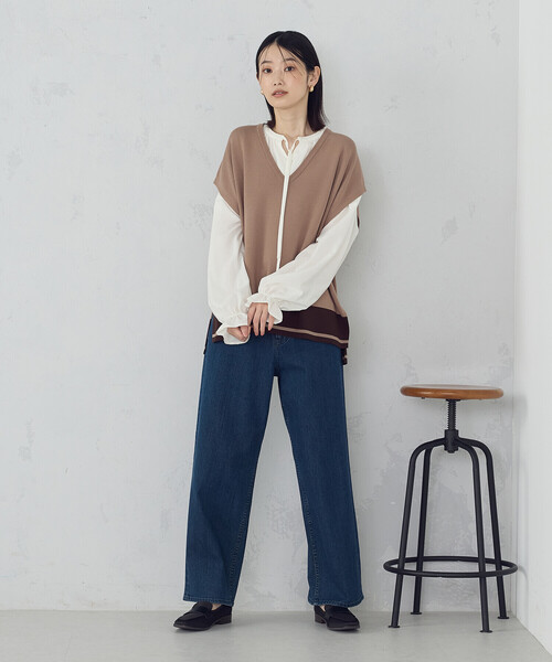 COMME CA ISM（コムサイズム） ベスト ジレ バイカラー オーバーサイズ