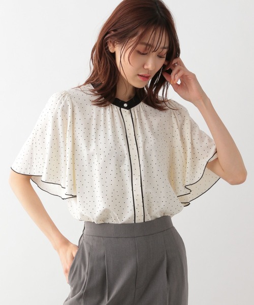 「GLOBAL WORK」 半袖ブラウス LARGE ベージュ レディース