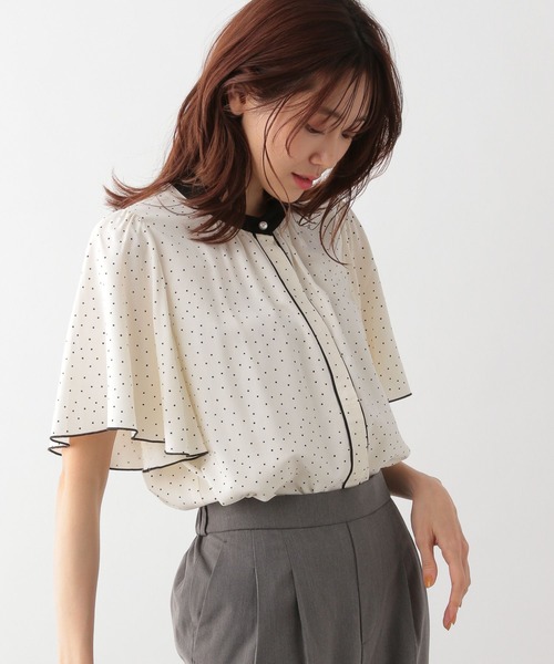 「GLOBAL WORK」 半袖ブラウス LARGE ベージュ レディース
