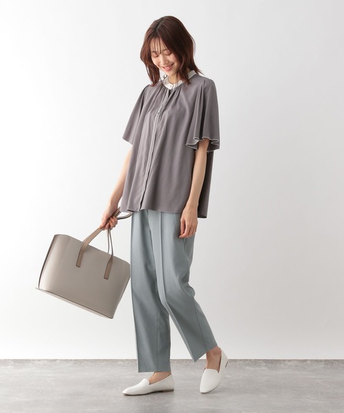 「GLOBAL WORK」 半袖ブラウス LARGE ベージュ レディース